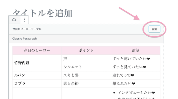 再利用ブロックの編集