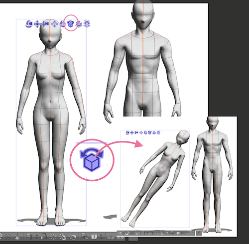 クリスタ3dデッサン人形素材の動かし方vol 1 上部ツール 移動マニピュレータ の使い方をまずはチェック の巻 Reach Rh Com