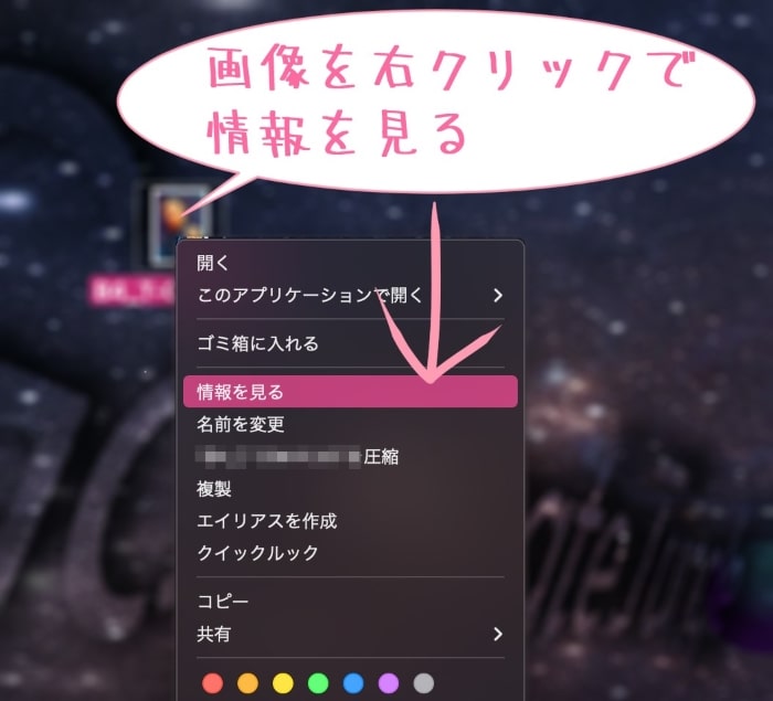 Mac画像詳細情報の確認